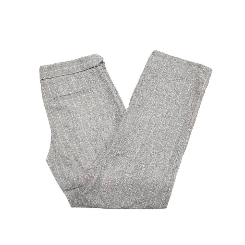 NWT Banana Republic Gray Straight Leg Striped Trouser Dress Pants Size 0